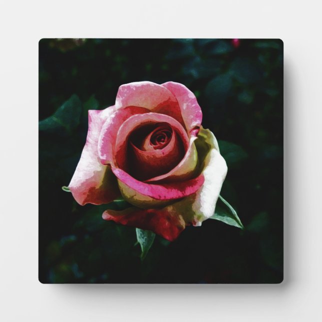 Placa Expositora Rosa Pintada al Óleo (Frente)