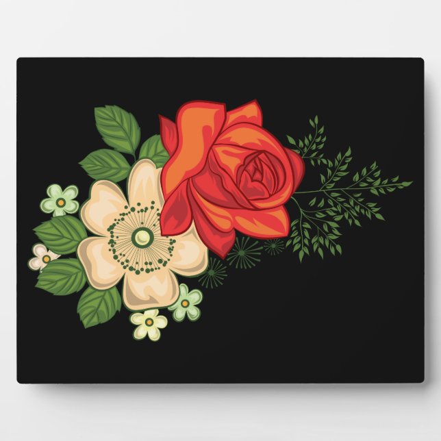 Placa Expositora Rosa roja y fondo negro marrón (Frente)