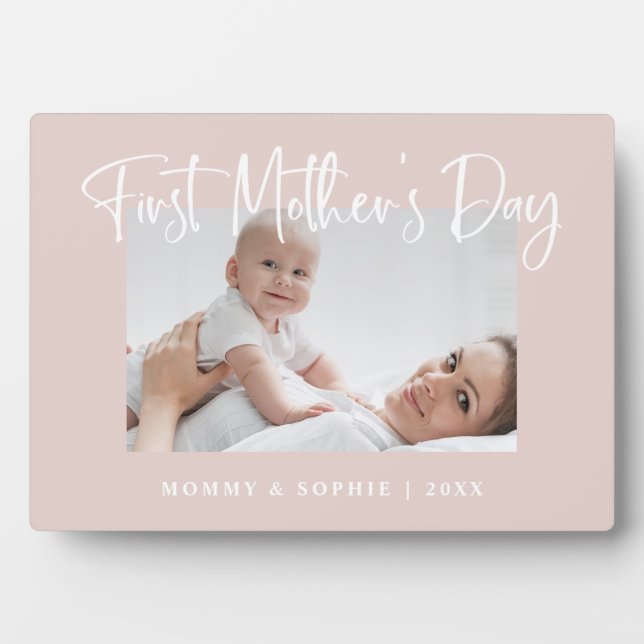 Placa Expositora Rosa | Script First Mother's Day Photo (Frente)