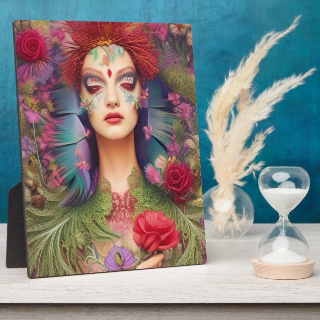 Placa Expositora Rosas de la belleza femenina en la pluviosidad (Lado)