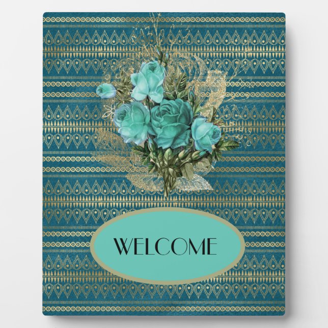 Placa Expositora Rosas de Seafoam Bouquet Welcome Tabletop (Frente)