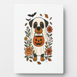 Placa Expositora Rottweiler de Halloween con Flores