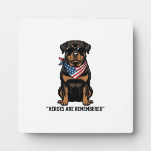 Placa Expositora Rottweiler Patriótico Perro Héroe Diseño Vintage_1
