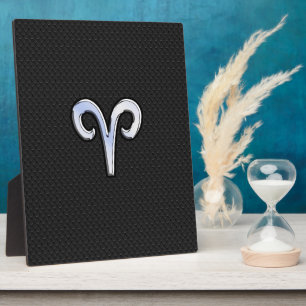 Placa Expositora Rótulo cromado como Aries Zodiac