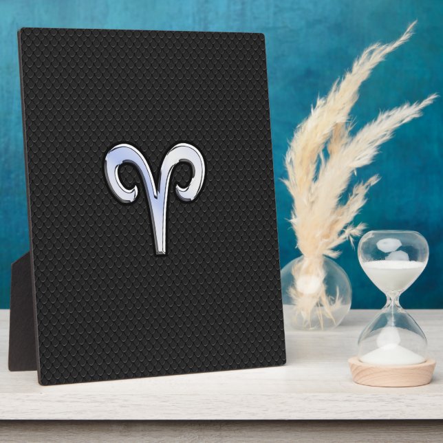 Placa Expositora Rótulo cromado como Aries Zodiac (Lado)