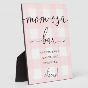 Placa Expositora Rótulo de bar mami-osa de Pink Gingham Baby Shower