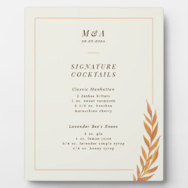 Placa Expositora Rótulo de barra de Boda de ramas simples de otoño