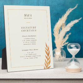 Placa Expositora Rótulo de barra de Boda de ramas simples de otoño