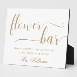 Placa Expositora Rótulo de barra de flores minimalista Leyton Gold