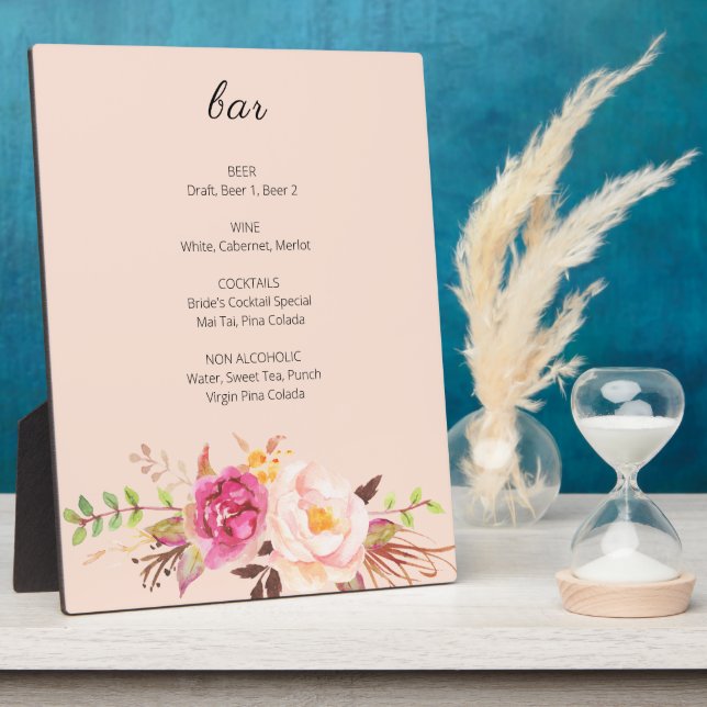 Placa Expositora Rótulo de barra floral rosa Rubor floreciente (Lado)