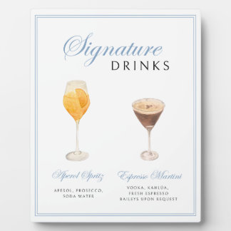 Placa Expositora Rótulo de bebidas con firma - Ilustraciones acuáti
