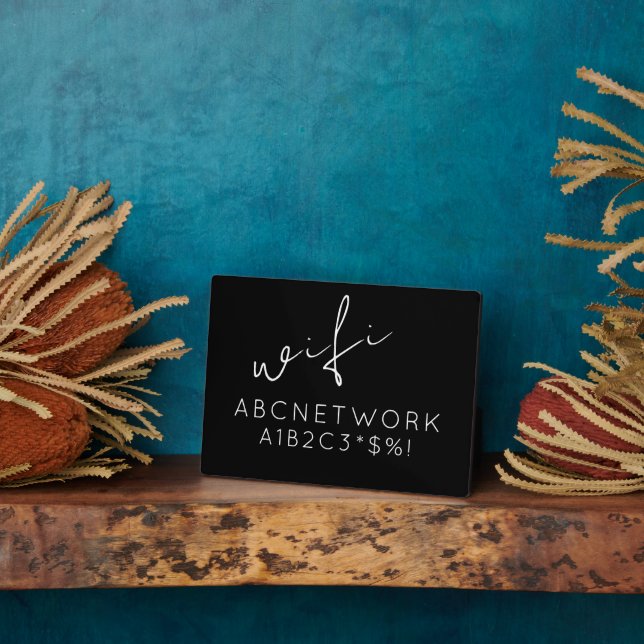 Placa Expositora Rótulo de contraseña Wifi negro (Lado)