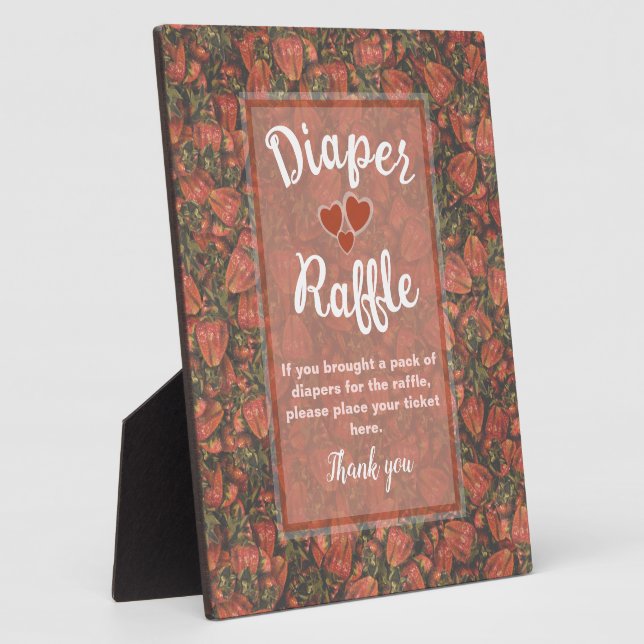 Placa Expositora Rótulo de fresas Baby Shower Diaper Raffle (Lado)