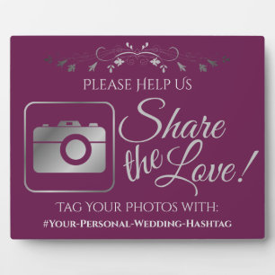 Placa Expositora Rótulo de hashtag para compartir fotos de Boda Cas