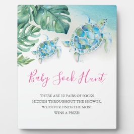 Placa Expositora Rótulo de juegos de Baby Shower de tortuga marina