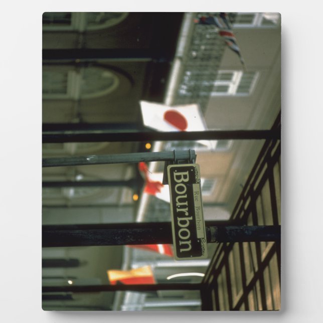 Placa Expositora Rótulo de la calle Bourbon en Nueva Orleans (Frente)