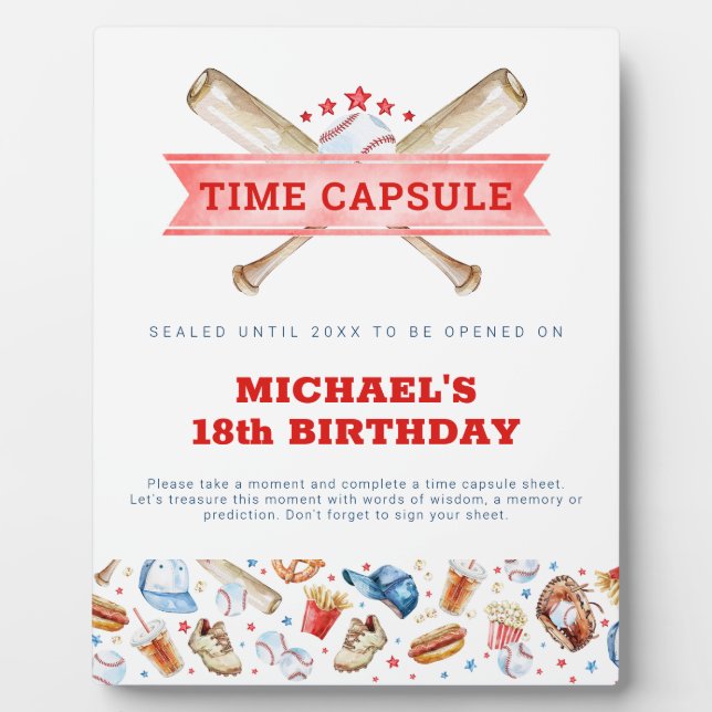 Placa Expositora Rótulo de la cápsula de la hora del cumpleaños 1 d (Frente)