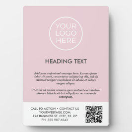 Placa Expositora Rótulo de la mesa con el logotipo de negocios rosa