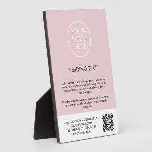 Placa Expositora Rótulo de la mesa con el logotipo de negocios rosa