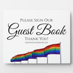 Placa Expositora Rótulo de libro de Boda arcoiris del orgullo gay