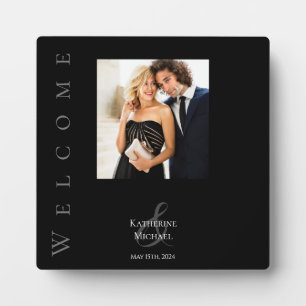 Placa Expositora Rótulo de mesa de Boda de fotografía moderna en bl