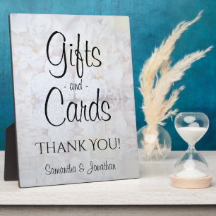 Placa Expositora Rótulo de regalos y tarjetas de reflexión blanca