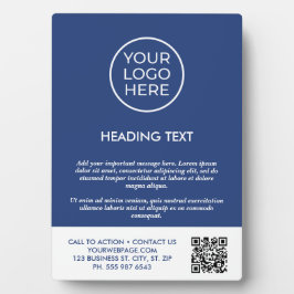 Placa Expositora Rótulo de tablero con logotipo de negocios azul pe