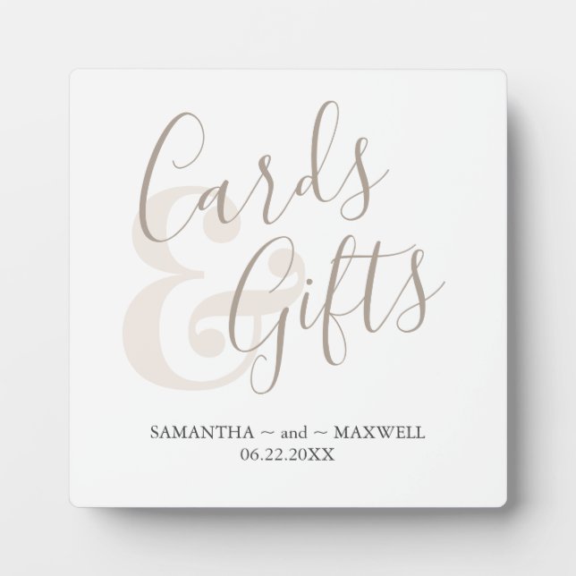 Placa Expositora Rótulo de tarjetas de boda y regalos modernos (Frente)