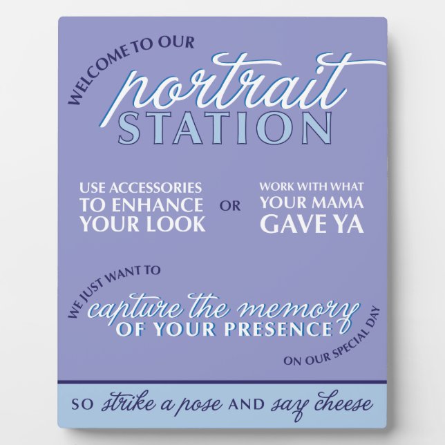 Placa Expositora Rótulo del cuerpo fotográfico Boda azul (Frente)