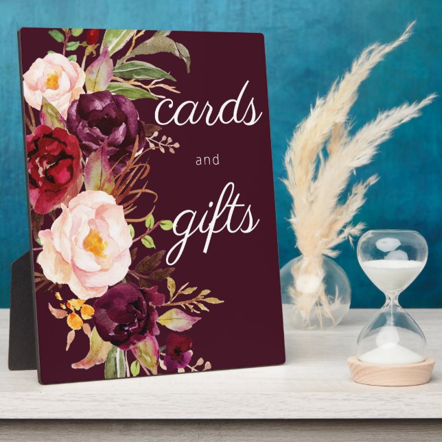 Placa Expositora Rótulo del libro de visitas florales de Borgoña Ma (Lado)