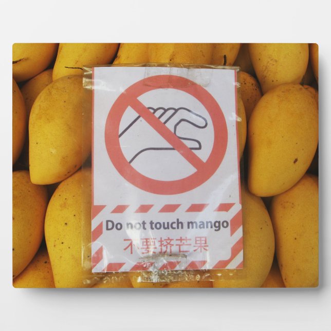 Placa Expositora Rótulo gracioso 'No toques mango' (Frente)