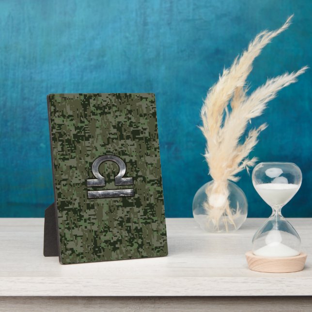 Placa Expositora Rótulo Libra Zodiac en camo digital Woodland Green (Lado)