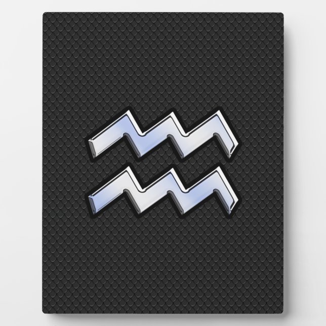 Placa Expositora Rótulo moderno cromado como Aquarius Zodiac sobre  (Frente)