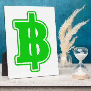 Placa Expositora Rótulo VERDE BAHT ฿ dinero tailandés ฿