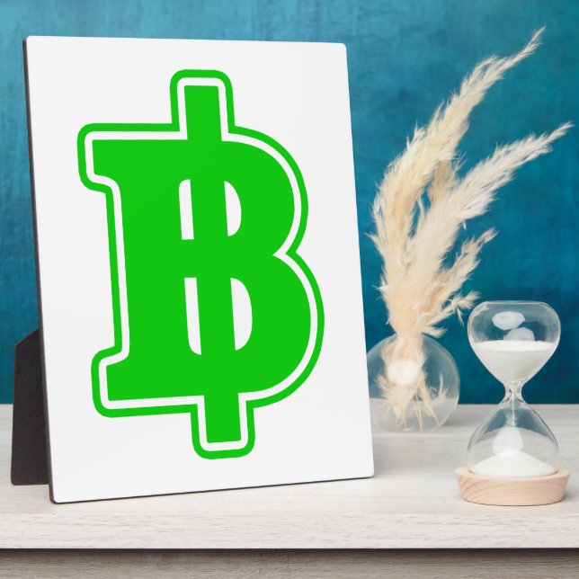 Placa Expositora Rótulo VERDE BAHT ฿ dinero tailandés ฿ (Lado)