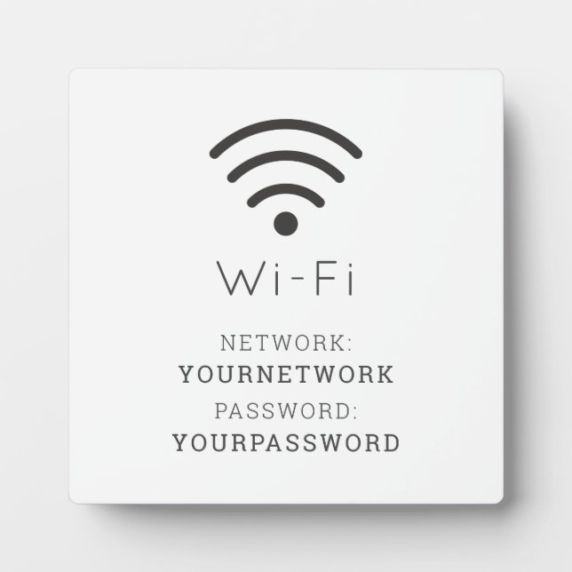 Placa Expositora Rótulo Wi-Fi blanco minimalista (Frente)
