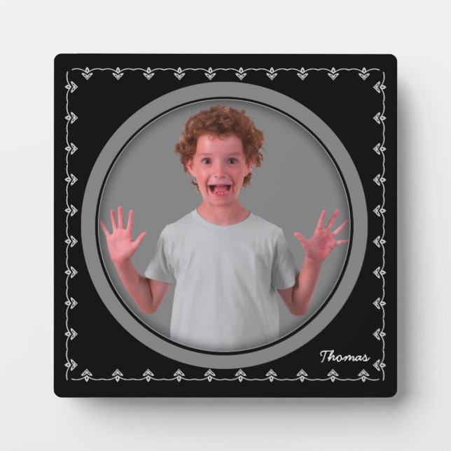 Placa Expositora Round Photo Frame Plaque Black (Frente)
