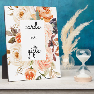 Placa Expositora Rubor & Peach Floral Cards & Gifts Rótulo Easel