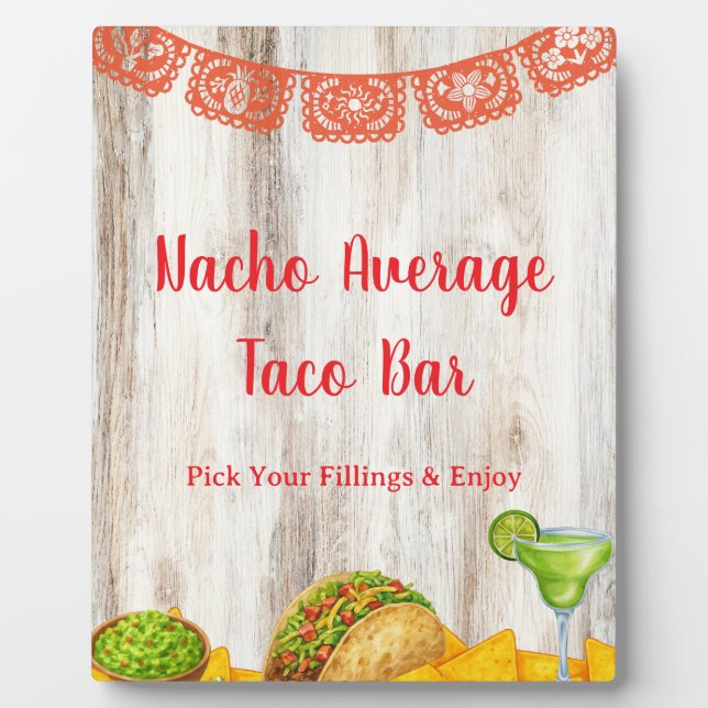 Placa Expositora Rustic Build Your Own Taco Bar Sign | Farmhouse (Frente)