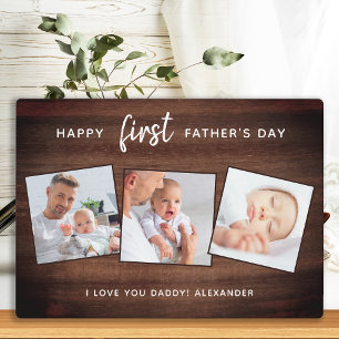 Placa Expositora Rustic Happy First Father's Day Wooden 3 Photo
