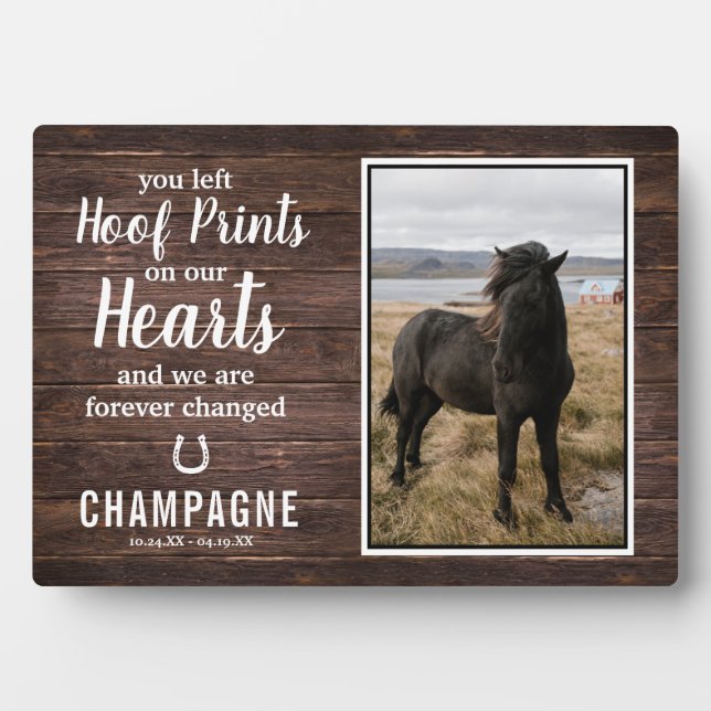 Placa Expositora Rustic Horse Memorial Photo Sympathy Keepsake (Frente)
