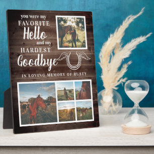 Placa Expositora Rustic Pet Horse Personalized Memorial Photo