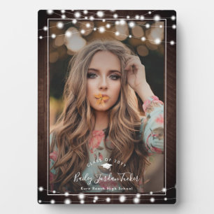 Placa Expositora Rustic String Lights: Graduación de foto Keepsake