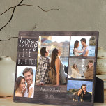 Placa Expositora Rústica vida amorosa de 5 Collages de fotos contig<br><div class="desc">Placa de fotos rústica que puedes personalizar con 5 de tus fotos favoritas. El diseño tiene un estilo rústico de madera de campo, escrito con escritura informal y tipografía de tipografía delgada. El texto dice "amando la vida con usted" y la plantilla está preparada para que usted añada su nombre...</div>