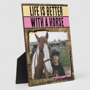Placa Expositora Rústico amante de los caballos 1 melocotón rosa fo