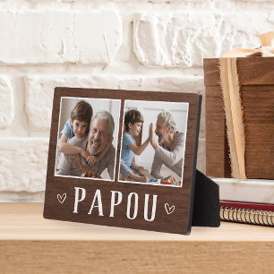 Placa Expositora Rústico Dos Fotografía Papou Abuelo