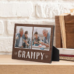 Placa Expositora Rústico Dos Fotos Abuelo Grampy<br><div class="desc">El encantador cartel de madera para el Día del Padre,  cumpleaños o Día de los Abuelos presenta dos fotos lado a lado en un fondo rústico con "Grampy" debajo.</div>