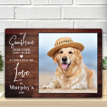 Placa Expositora Rústico Mi sol Personaliza a Mascota de fotos Perr<br><div class="desc">Celebra a tu mejor amigo con una placa fotográfica de perro personalizado en un diseño rústico de madera. Cita : "Mi sol no viene de los cielos, viene del amor en ... ... El nombre del perro... Personalizar de ojos con tus fotos favoritas de mascotas, y nombre . DERECHOS RESERVADOS...</div>