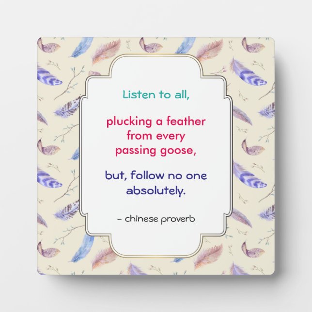Placa Expositora Sabio proverbio Inspirador motivacional chino (Frente)