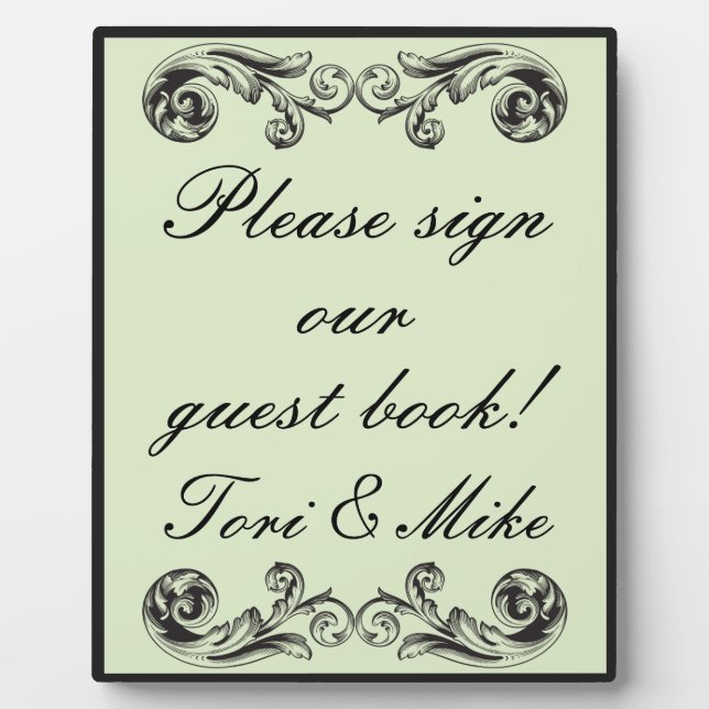 Placa Expositora Sage Green Victoria Boda Guest Book (Frente)